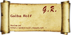 Galba Rolf névjegykártya